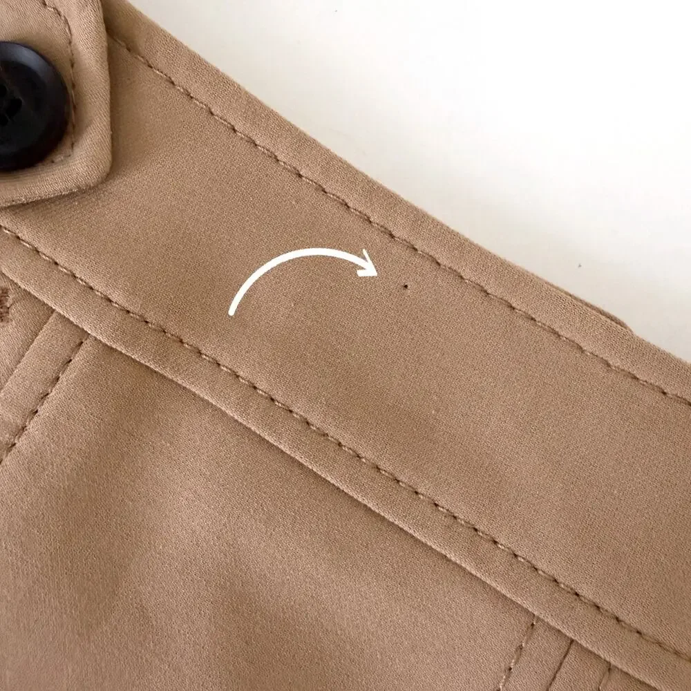 Karen Millen NWT Cotton Blend Button Detail A-Line Skirt Tan Size US 4 UK 8